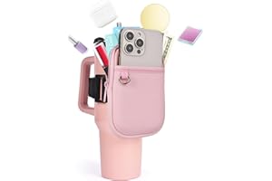 RUCHBA Neoprene Water Bottle Pouch Compatible with Stanley Tumbler Quencher Adventure IceFlow Compatible with Simple Modern with Handle 20oz 30oz 40oz, Gym Tumbler Cup Accessories Bag for Sports