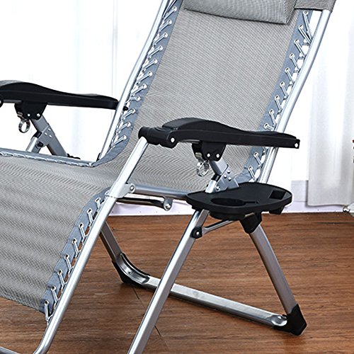Hootech 2 Pack Universal Cup Holder for Zero Gravity Chair Utility Tray Clip On Chair Table with Mobile Device Slot and Snack Tray