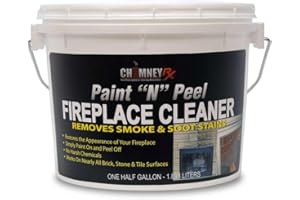 CHIMNEYRX 300467 Paint N Peel Fireplace Cleaner – Removes Smoke & Soot Stains from Brick, Tile, & Stone Surfaces Around Fireplace Fronts & Hearths – Water-Based, & Easy Peel-Off, 1/2 Gallon