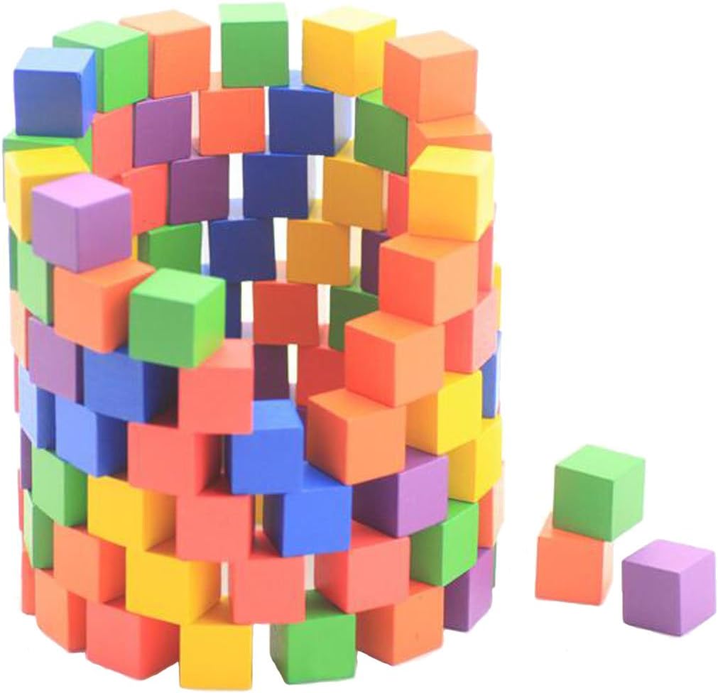 TRESS 100 Pcs 2CM Color Cube Wooden Building Block Set For Primary Mathematics Teaching Tools