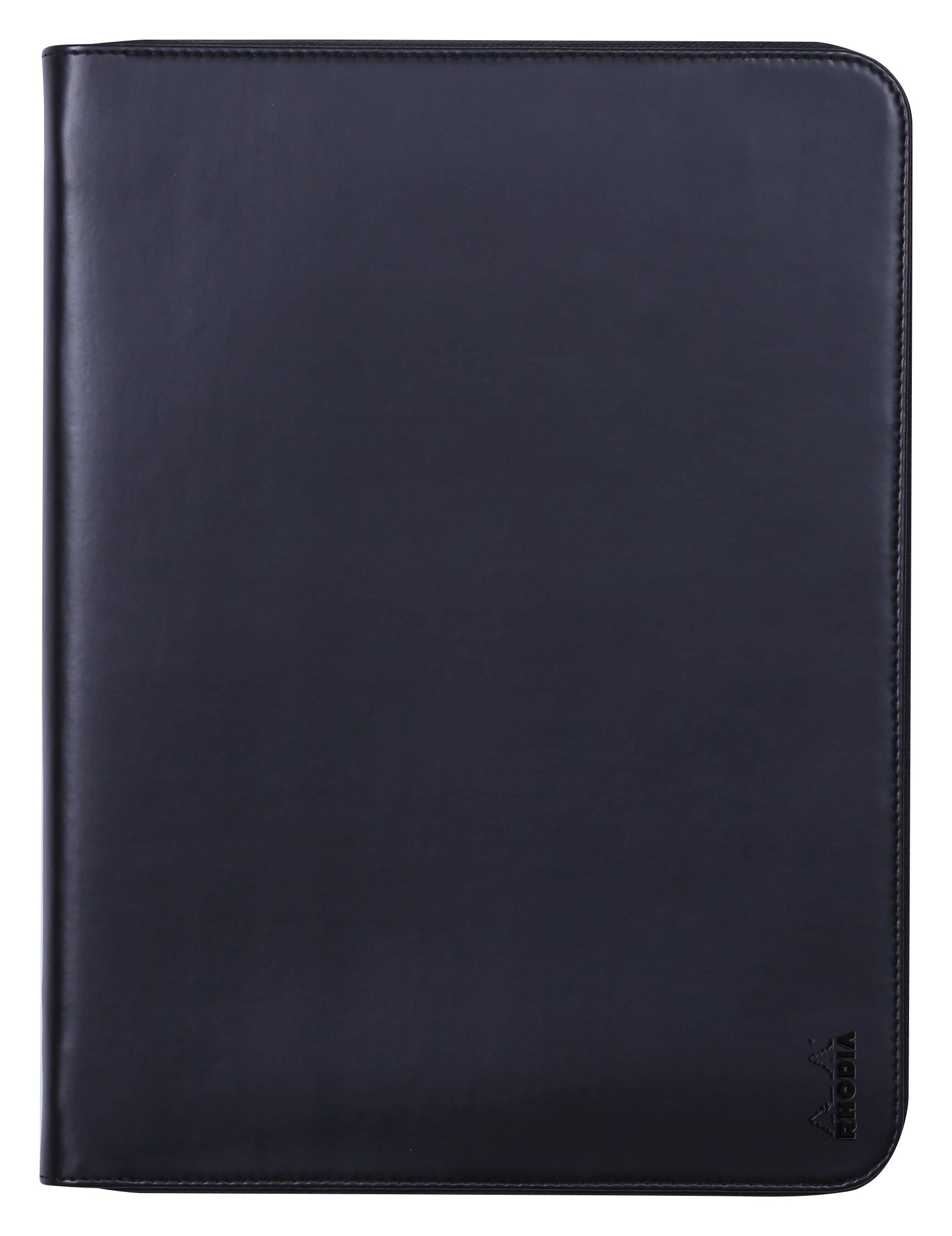 RHODIA 168116C - Rhodiarama Briefcase Black - for Notepads and A4 or A4+ Notebooks | Dimensions Closed 25.5x34 cm - Pocket for Tablet - Premium Faux Leather