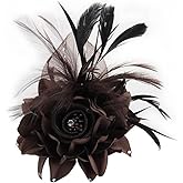 Elegant Flower Brooch for Women Wedding Party Dance Banquet Pins Feather Flower Fascinator Lady Floral Hairpins Dress Suit Lapel Pin Ceremony Accessories Corsage Brooches Vintage Jewelry Gifts