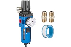 NANPU 3/4" NPT Compressed Air Filter Regulator Combo Piggyback, 5 Micron Brass Element, Poly Bowl, Manual Drain, Metal Bracke