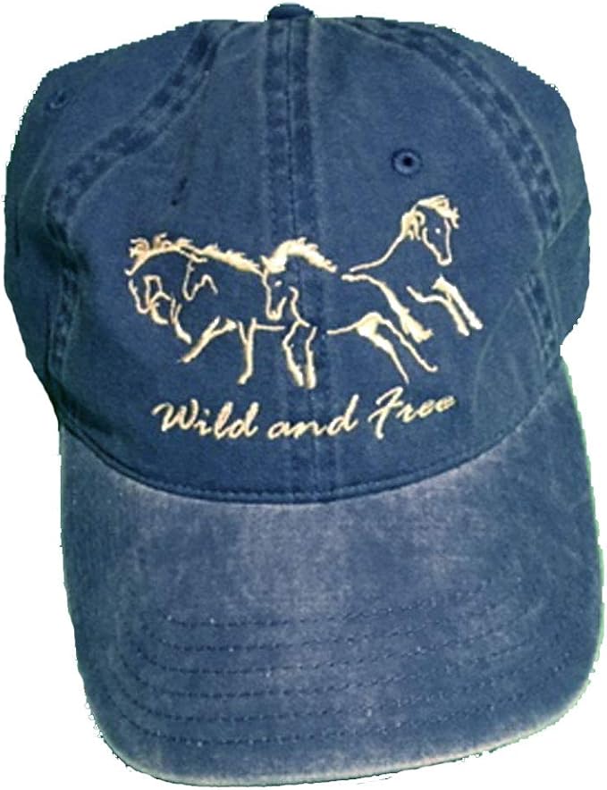 Womens Horse Cap with Running Horses Wild and Free (one Size) Blue at