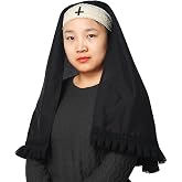 BLESSUMEChurch Nun Wimples Hat Nun Veil Headband for Demonic Nun Costume