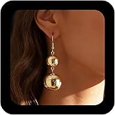 IRCOMULTI Gold Disco Earrings for Women Plated Double Ball Dangle Earrings Large Round Ball Earring Statement Earring Jewelry