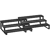SONGMICS Display Risers, Set of 2 Engineered Wood Perfume Organizer Stand, 3-Tier Cupcake Stand Holder, Spice Rack, Shelf Risers for Figures, Dessert Shelves, Ebony Black and Ink Black UKCS116B01