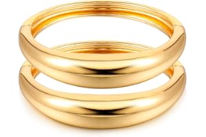 Elegance 11 designs Gold/Silver Plated Cuff Bangle Bracelets For Women Set Chunky Trendy Gold Bracelet Minimalist Hinged Arm Cuff Jewelry Gift 2pcs