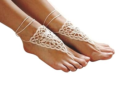 Amazoncom Handmade Item Crochet Barefoot Sandals Ivory