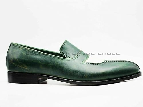 green formal shoes
