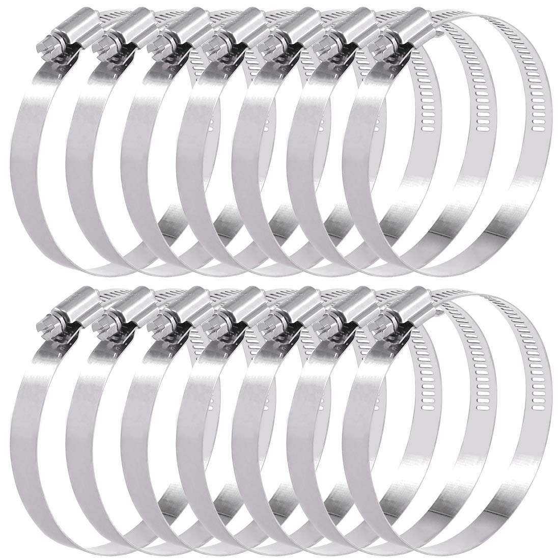 Swpeet 15Pcs 3-4inch (78-101mm) Hose Clamp 304 Stainless Steel Adjustable Range Worm Gear Hose Clamp Fuel Line Clamp Perfect for Plumbing, Automotive and Mechanical Applications