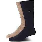 Tommy Hilfiger Mens Dress Socks - 2 Pack Classic Cotton Blend Crew Socks for Men, Lightweight Comfort with Reinforced Heel
