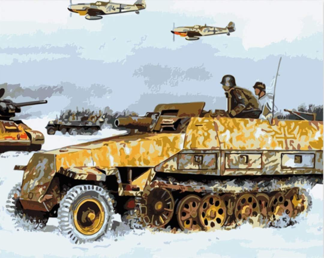 tytling Diy Digital Paint Canvas Kits，Diy Painting By Numbers Tank Handpainted Painting On Canvas Home Decor For Living Room Gift Wall Art Picture Frameless 40X50Cm