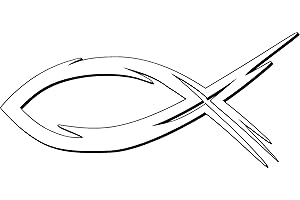 I Make Decals Ichtus White FBA, Prime, Christian, Jesus, Fish, Car, Window, Wall, Locker, Laptop, Ipad, Vinyl, Sticker, Decal, Label, 3 inch H X 6 inch W (White Vinyl)