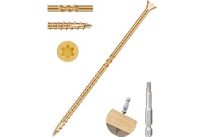 BNJ 100 pcs #10x5 Deck Screws 5 inch Exterior Wood, Tan Color, Rust Resistant Epoxy Coated, Construction, Outdoor Decking, Fence, Star Drive, Trex Deck