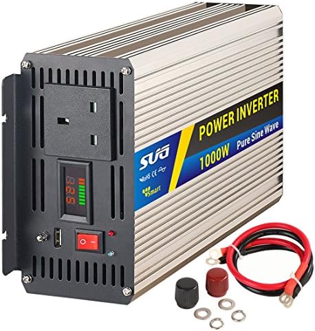 SUG 1000W (Peak 2000W) Pure Sine Wave Inverter DC 12V to AC 230V 240V Power Converter with UK socket and Led display