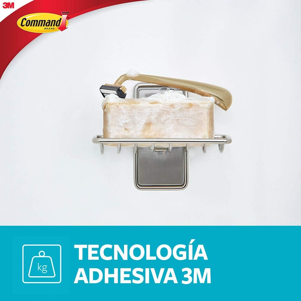 Command Soap Dish, Satin Nickel, 1-Soap Dish (BATH34-SN-ES), Organize Damage-Free: Home Improvement