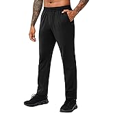 MIER Mens Athletic Sweatpants for Workout Gym Running Jogging Active Lightweight Track Sweat Pants, 3 Zipper Pockets Bottoms