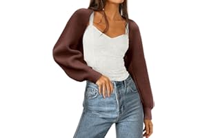 Zwurew Women's Bolero Shrug Sweater 2025 Knitted Long Sleeve Open Front Cropped Cardigan Shrugs Sweaters Y2K Tops