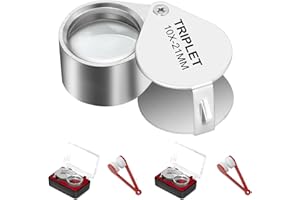 GPJYYDS 2PCS 10X Full Metal Jewelers Eye Loupe Magnifier, Small Pocket Folding Magnifying Glass Jewelry Loop for Gems, Jewellery, Coins, Map, Stamps, Elders Gift, 5/6'' Lens Dia