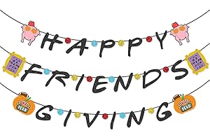 WULAGOGO Happy Friendsgiving Banner for Thanksgiving Friends Party Decorations Photo Props (Friendsgiving)