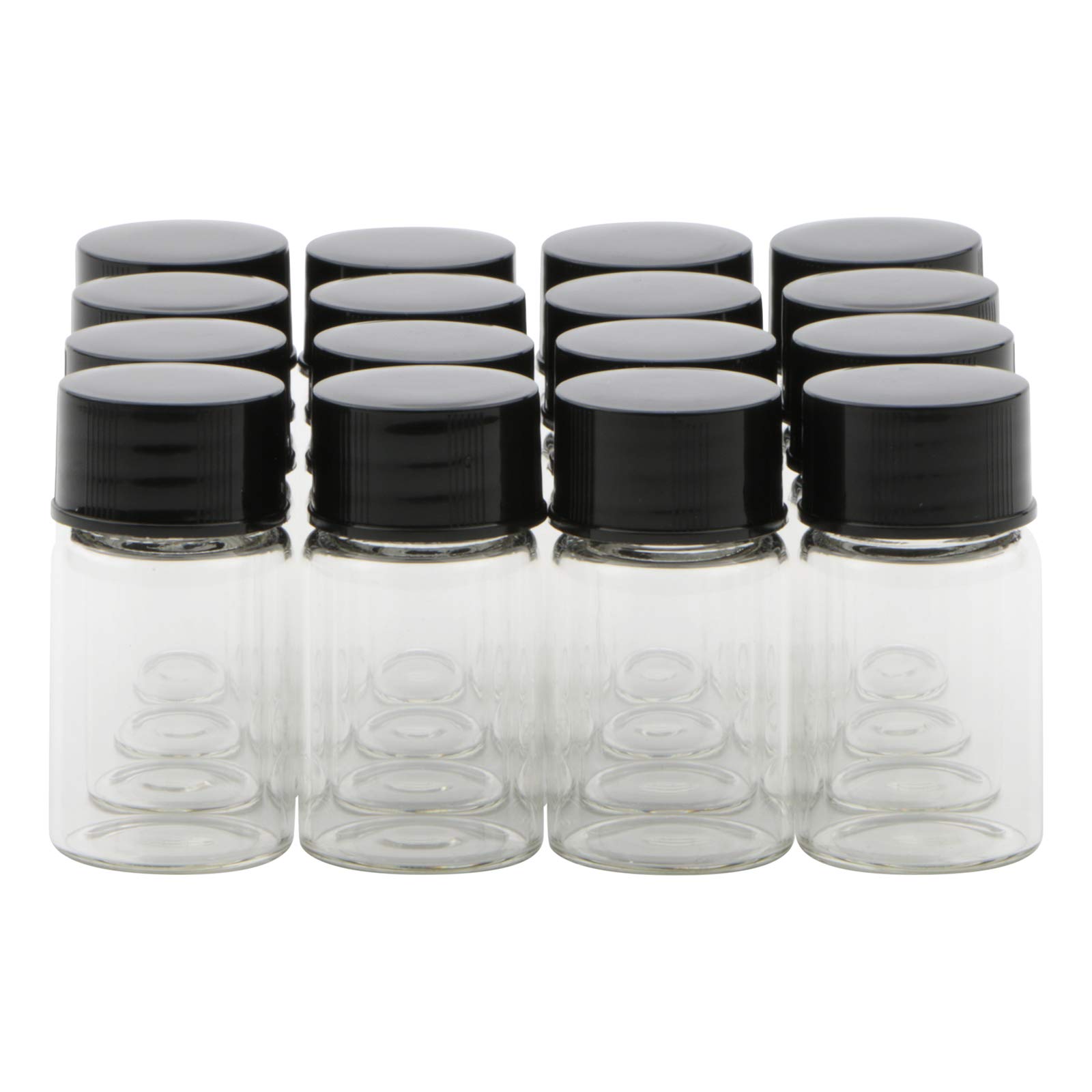 Unxuey 16-Pack 7ml Mini Clear Glass Sample Vials with Screw Caps, Small Empty Refillable Leak-Proof Bottles for Perfume, Essential Oil, Liquid, Cosmetic, Lab, Travel Toiletries Storage