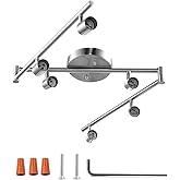 6-Light Adjustable LED Dimmable Track Lighting Kit by AIBOO,Flexible Foldable Arms,Satin Nickel Kitchen,Hallyway Bed Room Lig