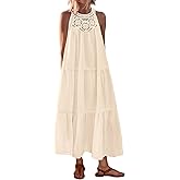 BTFBM Halter Summer Dresses for Women 2026 Casual Spring Hollow Out Sleeveless Boho Sundresses Beach Vacation Maxi Dress