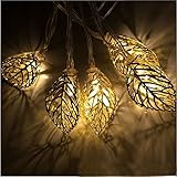 Xcellent Global 12 LED 12ft/ 3.7m Tree Leaf Solar String Lights Metal Ornament Lights for Garden, Wedding, Party, Outdoor and Christmas, Amber LD107