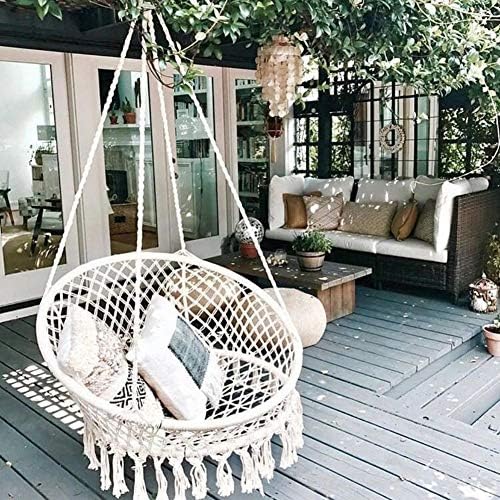 Northern Europe Hanging Chair Swing Basket Swing Chair Wicker Cotton Woven Basket Swing Chair Rocking Chair Indoor Hanging Chair-A 80x80cm(31x31inch)