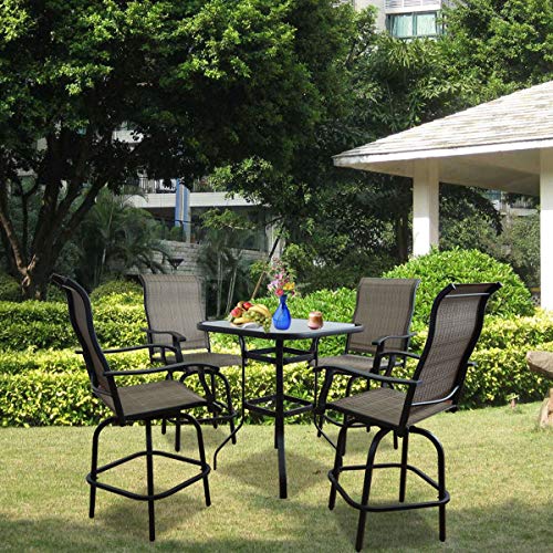 5 PC Swivel Bar Outdoor Stools Bar, Height Swivel Patio Chairs, All