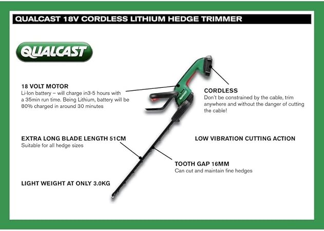 qualcast 18v battery for hedge trimmer