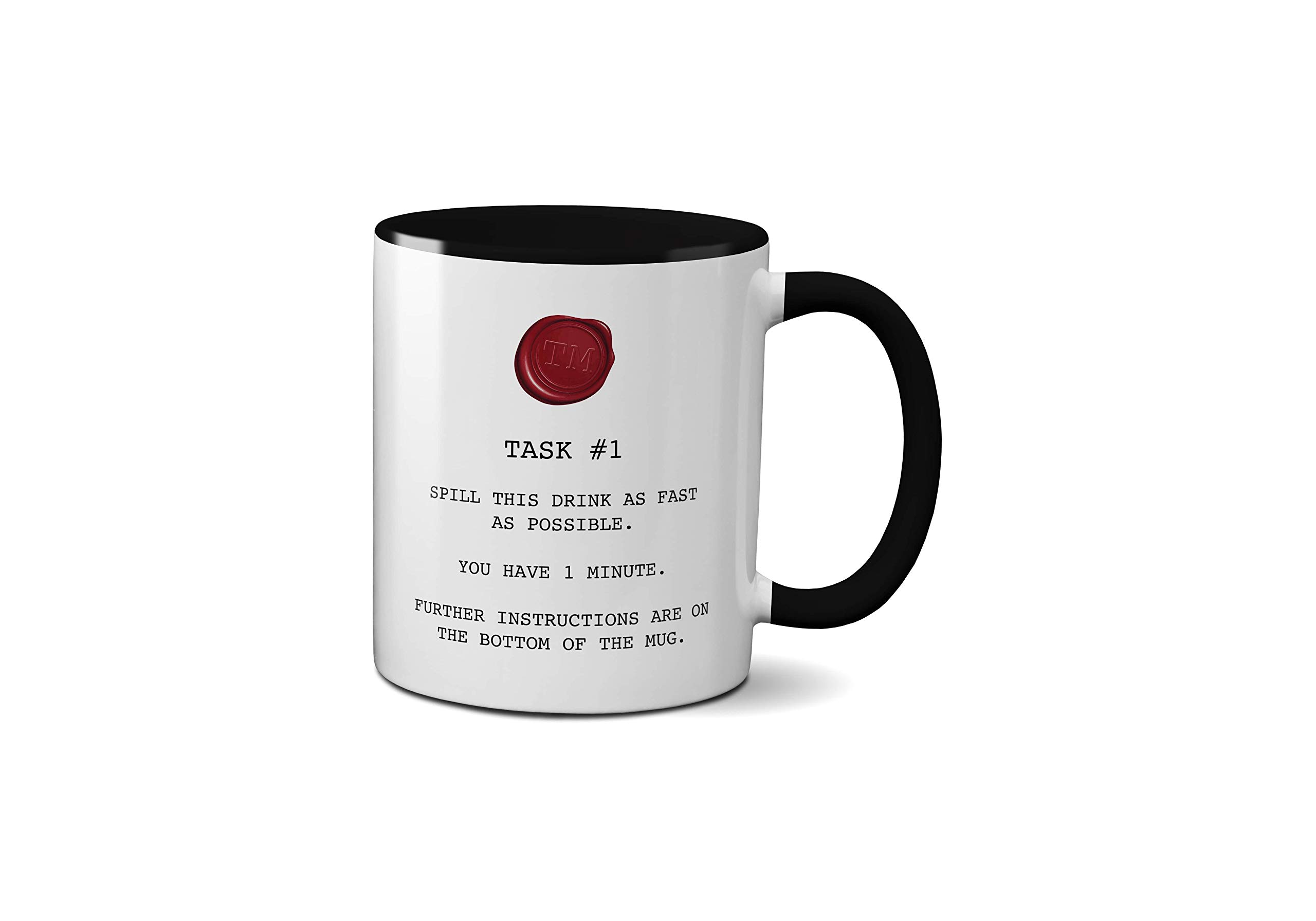 WillowGifts Taskmaster Mug TV Show Challenege Tasks Funny Comedian Comedy Humour Entertain Ceramic Handle Idea Heavy Duty Handle Dishwasher and Microwave Safe (Black Handle)