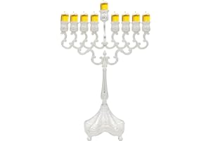 Majestic Giftware Silver-Plated Chanukah Oil Menorah - Filigree Design (MN-HA125) | Fits Standard Chanukah Oil Cups and Large Candles | Durable & Long-Lasting Quality | Hanukkah Menorah - 11.5” High