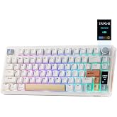 EPOMAKER TH80 V2 PRO Wireless Gaming Keyboard with Screen&amp;Knob, 10000mAh | 2.4Ghz/BT/USB-C, RGB, Hot Swap, Custom Driver, NKRO, PBT Keycap, Mechanical Keyboard for PC/Mac (White, Creamy Jade)