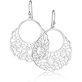 Lasercut Floral Hoops on Sterling Silver Earrings Bohemian Boho Statement Jewelry