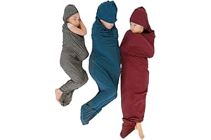 Hug Sleep Hooded Sleep Pod for Kids, Wearable Blanket for 7-10 Year Old Girl or Boy, Weighted Blanket Alt, Seen on Shark Tank, Cooling Sensory, Machine Washable Cozy Blankets, Ruby