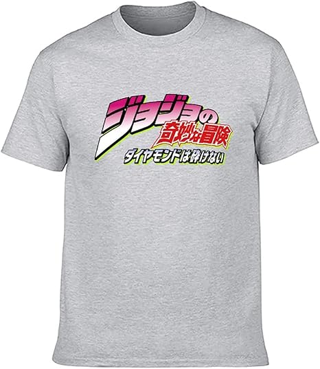 Amazon Co Jp ジョジョの奇妙な冒険 Tシャツ シャツ プリントロゴ 半袖 サバゲー ゆったり 綿 大きいサイズ 黒 白 灰色 紺色 服 ファッション小物
