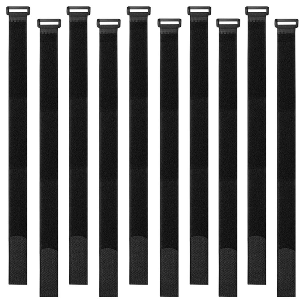 Aiqeer 30 Pcs 40 cm Black Cable Straps, Reusable Hook and Loop Securing Straps with D-Ring, for Cables Management