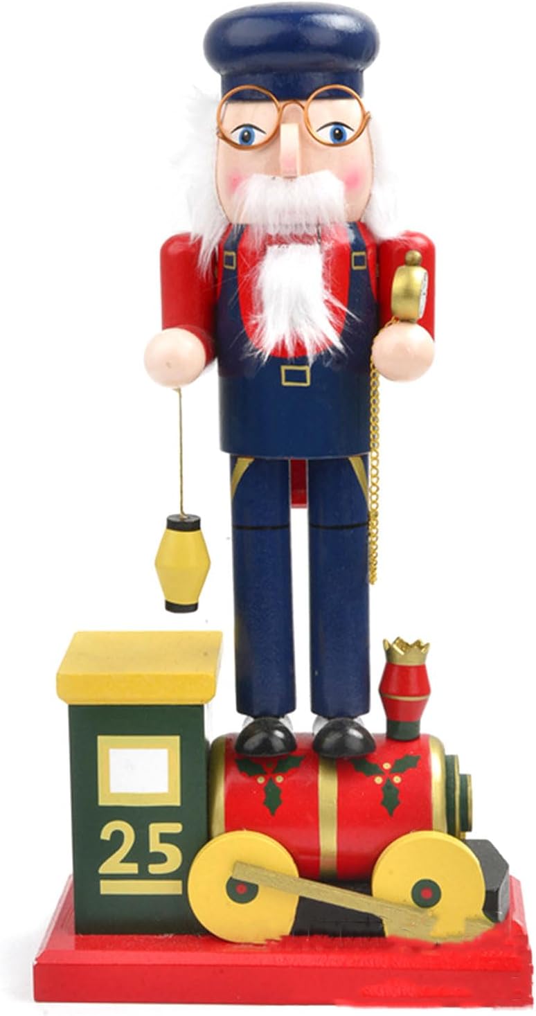 Nutcrackers - Wood Train Repairman Nutcrackers Soldier Ornament Crafts Decor Supplies for New Year Birthday Wedding Holiday Decoration Christmas Nutcrackers Ornament