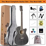 Winzz 3/4 Acoustic Guitar Beginners Folk 36 Inches Black Gray with Accessories view 6