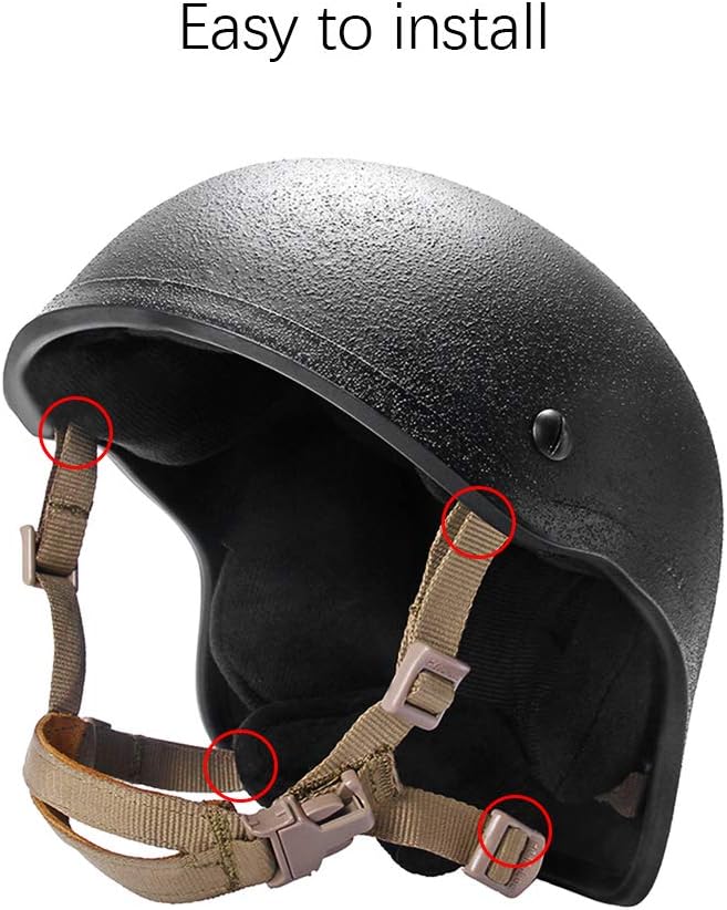 Helmet Chin Strap 4 Points for Tactical Fast/MICH/IBH Kevlar Bump Helmets, X-Nape Helmet Suspension System with Bolts and Screws Tan : Sports & Outdoors