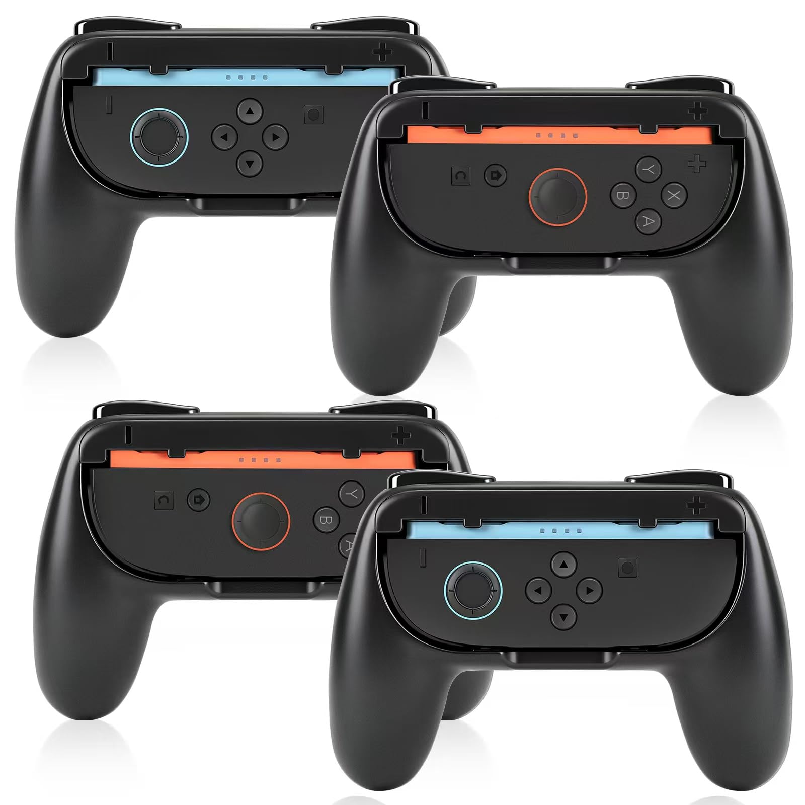 JoyHood 4 Pack Hand Grips Compatible with Switch 2 Console Grip, Ergonomic Hand Grip Handle Kit Accessories fits Switch 2 Controller, FOR Switch 2 ONLY (Black)