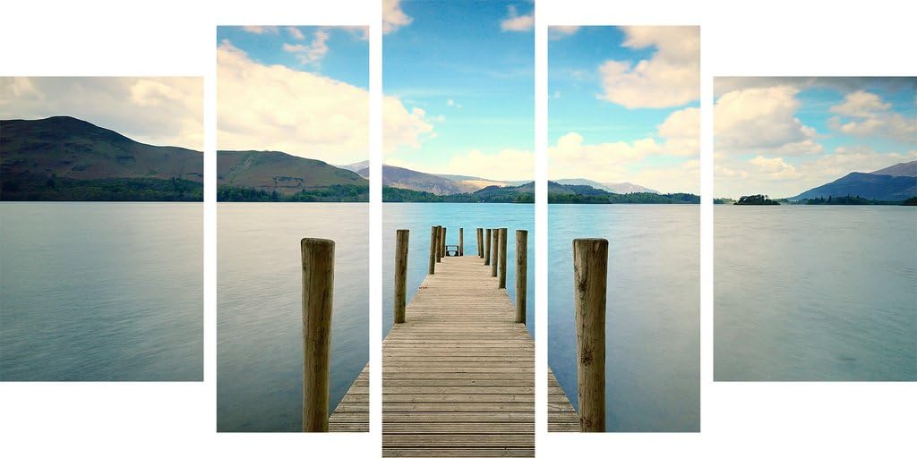 Glass Wall Art Tempered Print Acrylic Bridge on The Shore Set of 5 Total 90 x 180 cm