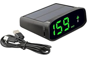 Solar Car Head Up Display GPS Digital Speedometer with Compass, Intelligent Light Sensing LED HUD and KM/H MPH Switch for Mos