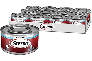 Sterno Fuel Cans - 4-Hour Burn, (12-Pack) Chafing Dish Fuel Can Burners for Food Warmer, Resealable Chafer Fuel Canned Heat, Safe Heat