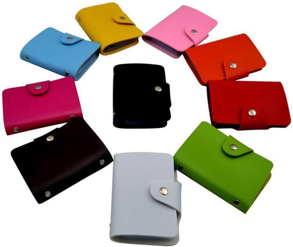 New RFID Blocking Credit Card Protector Small Unisex Leather Case Holder with 24 Plastic Card Slots,Pink