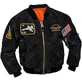 Rothco Kids Flight Jacket with Patches – Warm & Comfortable Outdoor Bomber Aviator Pilot Coat