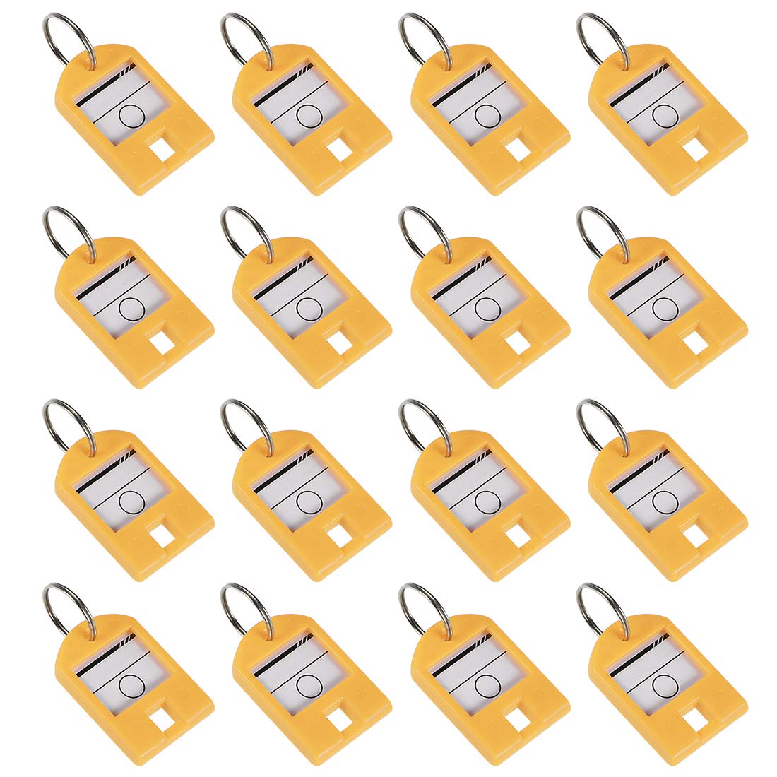 sourcing map Plastic Key Tags with Split Ring Keychain ID Luggage Label Window 40x27mm, Orange 16Pcs