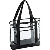 BORMELUN clear tote bag,Purse handle with zipper for work plastic transparent see through women
